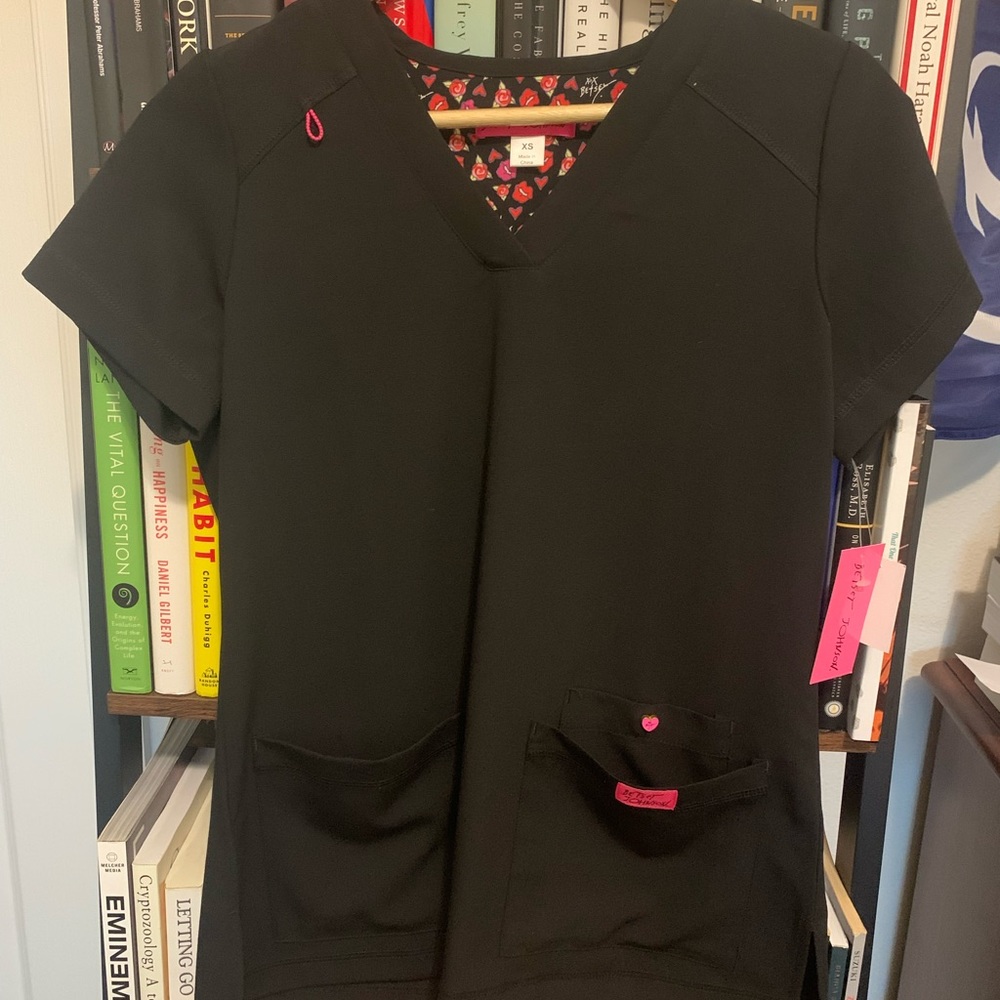 Betsey Johnson Scrub Set Black Tops and Pants Small XS New with tags